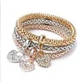 3 PCS Heart Lock Key Music Owl Rose Gold Plated Charm Bracelet Set - Adjustable Chain, Premium Quality Silver Color Chain, Gift-Worthy Box - Versatile Style for Everyday Wear, Thoughtful Gift for Special Occasions