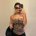 Trendy Leopard Print Tulle Top with Bandeau Off-the-Shoulder Neckline for Women - Stylish and Comfortable Summer Blouse for Casual Outings - Lightweight and Breathable Fabric - Versatile and Chic Fashion Piece for Girls and Women of All Ages
