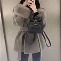 Luxurious Real Wool Fur Coat with Removable Fox Fur Cuffs and Temperament Cashmere Lining - Short Jacket Design for Women, Premium Quality Materials for Unparalleled Warmth and Style