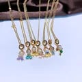 Fairy Tale-Inspired Gold-Plated Necklace with Colorful Zircon Stones, Adjustable Chain, Sweet Temperament, High-Quality Materials, Perfect Gift for Princesses - Whimsical Charm, Romantic Elegance, Versatile Style, Durable and Luxurious Finish