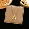 Gold Stainless Steel Chunky Alphabet Initial Pendant Necklace - Customizable Balloon Bubble Design, Adjustable Chain, Durable and Tarnish-Resistant - Versatile Unisex Jewelry for Women and Men, Personalized Gift for Any Occasion