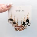 Cat Lover's Teacup Earrings Set - Charming Cat Peek Design, Hypoallergenic Materials, 3 Pairs, Ideal Gift for Birthdays & Holidays, Versatile Style for Casual & Dressy Outfits, Guaranteed Customer Satisfaction