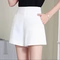 Women's High Waist A-Line Chiffon Shorts - Stylish Black and White Suit Shorts for Spring and Summer, Wide Leg Design, Lightweight and Breathable Material, Versatile Wardrobe Staple, Flattering Fit, Available in Various Sizes for All Body Types
