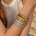 18K Gold Plated Stainless Steel Snake Chain Wide Cuff Bracelet Bangle - Luxury Statement Piece for Women, Flexible & Comfortable, Perfect Gift, Versatile Fashion Jewelry Accessory