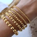 MHS.SUN Trend Stretch Stainless Steel Bracelets - Premium Gold and Silver Stacked Ball Beads, 2MM/5MM/8MM Widths, Comfortable Fit for Men and Women, Elegant Everyday Wear, Ideal Gift Option for Special Occasions