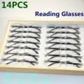 Vintage Style Rimless Blue Light Blocking Reading Glasses with Anti-Fatigue Lenses - 14 Pack Unisex Lightweight PC Material Set for Eye Strain Relief and Visual Clarity - Rectangular Frame Design for Men and Women - Versatile and Durable Eyewear for Prolonged Screen Use