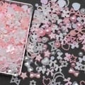 Premium 3D Resin Nail Charms Box - Love Bow, Pentagram, and Pearls - Pink and White Mix for Manicures, Nail Art, Extensions, and Gel - Versatile and Durable Accessories for Creative Nail Designs