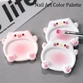 Colorful Cartoon Pig Design Nail Art Palettes - Set of 2 High-Quality Plastic Mixing Color Drawing Boards for Gel Polish, Paints, and Pigments - Lightweight and Portable Manicure Tools for Professional Technicians and DIY Enthusiasts - Versatile Gift Idea for Creative Nail Artists and Painters