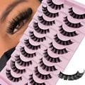 10 Pairs DD Curl Russian Strip Lashes for Fluffy Volume and Dramatic Messy Effect - Faux Mink Material, Cruelty-Free Makeup Essential for Glamorous Looks and Special Occasions