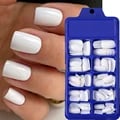 100pcs White Medium Square False Nails - Premium Acrylic Full Cover Fake Nail Tips Set for Nail Art Design - 10 Sizes for Perfect Fit - Easy Press-On Application - Versatile Use with Nail Polish, Gel, Nail Art - Durable and Long-Lasting Wear for Professionals and Beginners