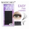 MASSCAKU Make-up Super Long Easy Fanning False Lashes - Length Variety 8mm-20mm, Fast Blooming, 2D-20D Fanning, Premium Lightweight Material - Ideal for Building Eyelash Extensions, Natural Look, Seamless Blend, Professional & Beginner Friendly