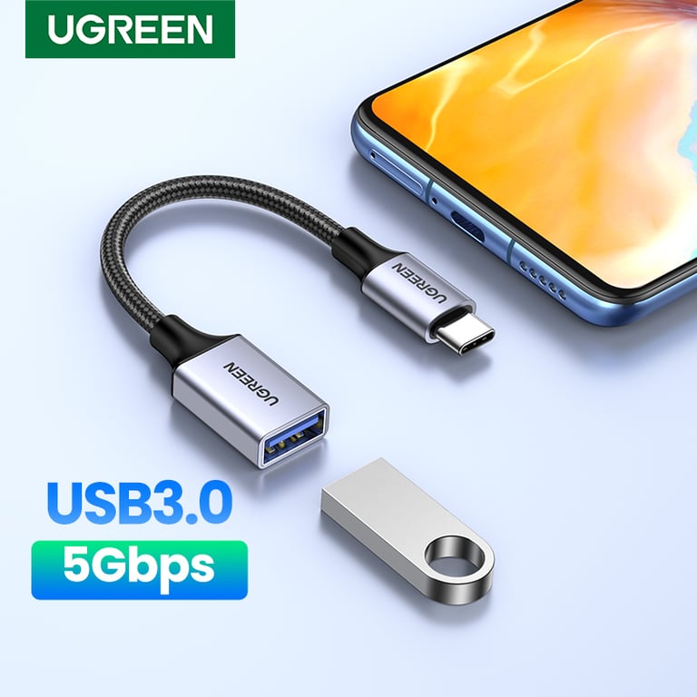 UGREEN USB C to USB 3.0 OTG Adapter for High-Speed Data Transfer, Wide Compatibility, OTG Functionality, Durable and Compact Design - Compatible with Samsung Galaxy S10, MacBook Pro 2019 - Plug and Play USB Type-C OTG Data Cable Connector for Seamless File Sharing and Peripheral Connectivity