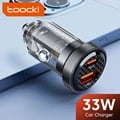 Toocki 33W USB C Car Charger with Quick Charge PD 20W, Smart IC Technology, Compact Design - Fast Charging for iPhone 14, 12, 13, 11, Samsung S23, Huawei, Xiaomi - Durable and Reliable Universal Car Charger for On-The-Go Charging