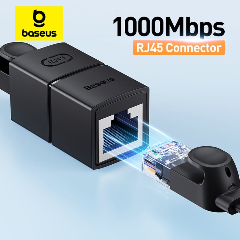 Baseus RJ45 Connector Cat7 Cat6 Ethernet Adapter Female to Female Extension Cable for High-Speed Connectivity with Wide Device Compatibility and Durable Construction - Plug-and-Play Design for Home and Office Use