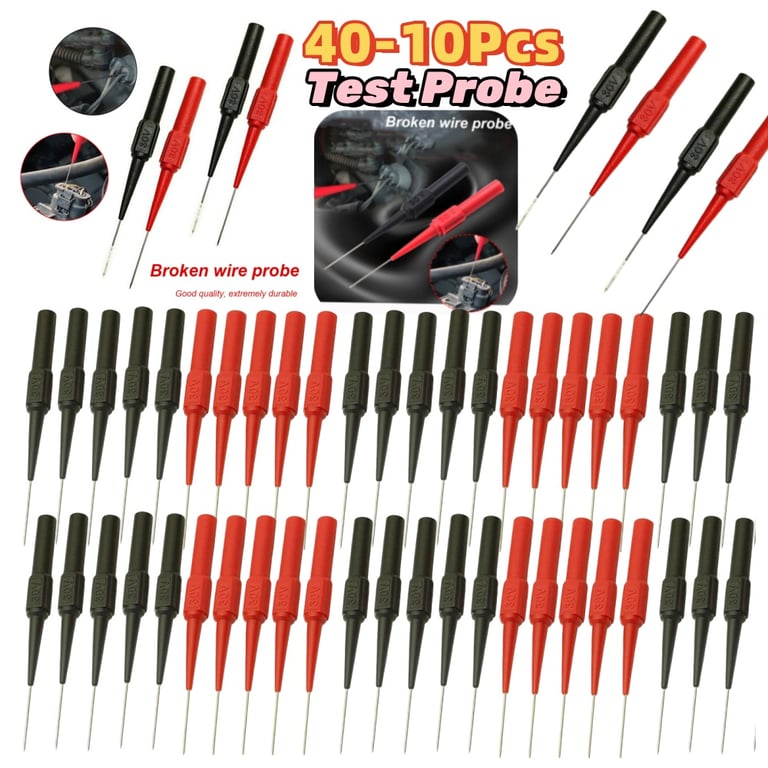 High-Quality Automotive Diagnostic Tools Multimeter Test Lead Extension Kit with 40-10pcs 0.7mm Needle Tip Probes for Professional Mechanics and Enthusiasts - Durable, Versatile, and Easy-to-Use Back Piercing Needle Tips for Accurate Circuit Testing - Convenient Storage Case Included