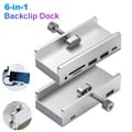 6-IN-1 Black Clip Dock USB 3.0 Hub with TF Card Slot and Aluminum Alloy External Multi USB Splitter for Laptop Desktop - High-Speed Data Transfer, Durable Design, Expand Connectivity Options, Ideal for Large File Transfers and Storage Needs