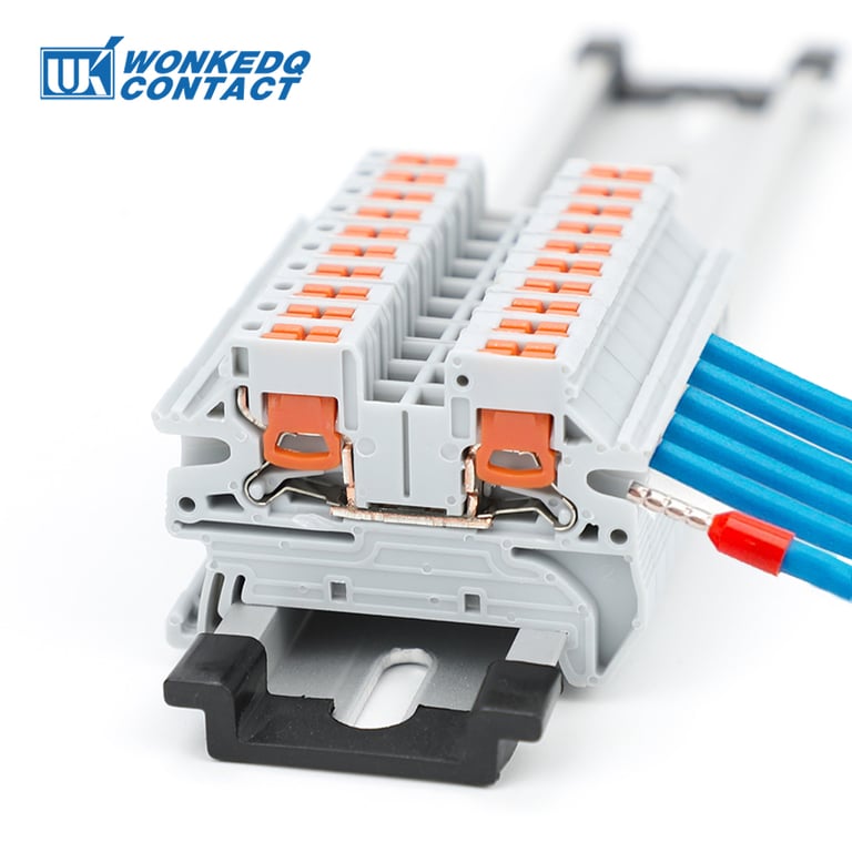 PTV 2.5 DIN Rail Terminal Block - High-Quality Side-Entry Push-In Connector for 2.5mm² Cables, Easy Installation and Compact Design for Industrial Control Systems and Power Distribution Applications