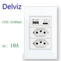 Delviz Type C USB Wall Socket with Quick Charge USB Ports, Crystal Glass Panel, Brazil Standard Power Outlet, Compact Size, and Easy Installation - Ideal for Home and Office Use, Elegant and Durable Design, Space-Saving Solution for Efficient Device Charging
