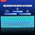 MUCAI MK61 Compact 61-Key Mechanical Gaming Keyboard with Red Switches, RGB Backlighting, Hot Swappable Switches, and Detachable Cable - Ideal for Gamers Seeking Portability, Customization, and Durability