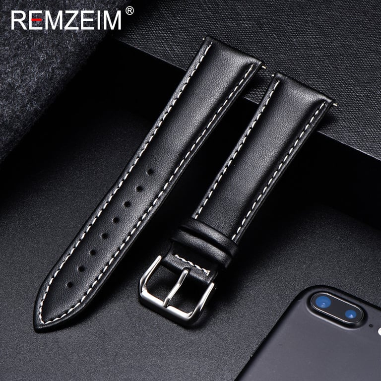 Premium Calfskin Leather Watchband with Stainless Steel Buckle - Soft, Durable, and Stylish - Available in 18mm, 20mm, 22mm, and 24mm Sizes - Easy to Install and Long-Lasting - Suitable for Casual and Formal Wear - Compatible with Various Watch Models