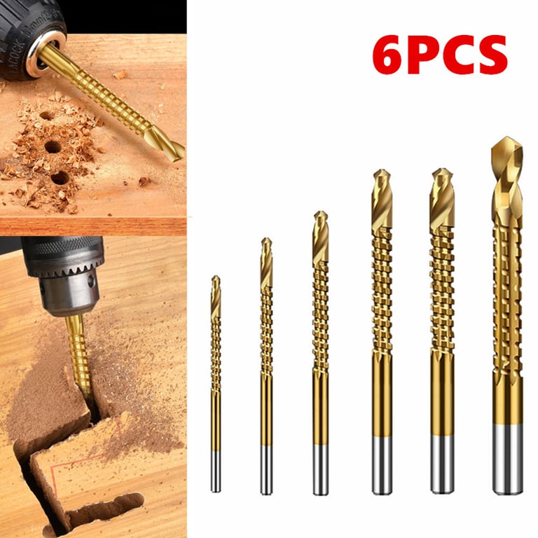 6PCS HSS4241 High Speed Steel Beaver Saw Drill Set with Titanium Plating for Wood, Drywall, Plastic, and Metal - Precision Cutting Tool for DIY and Professional Use - Ergonomic Design for Comfort and Control - Versatile Sizes for Various Projects