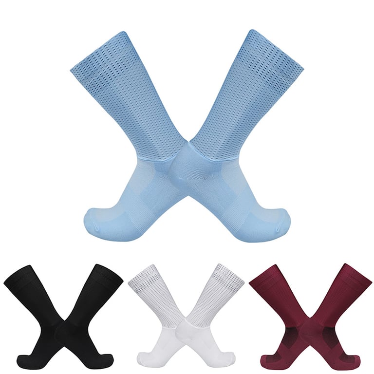 Advanced Silica Gel Technology Aero Bike Team Cycling Socks with Non-Slip Grips - Breathable Moisture-Wicking Pro Racing Sports Socks for Men and Women - Ergonomic Design for Optimal Fit - Professional Grade Performance Calcetines Ciclismo