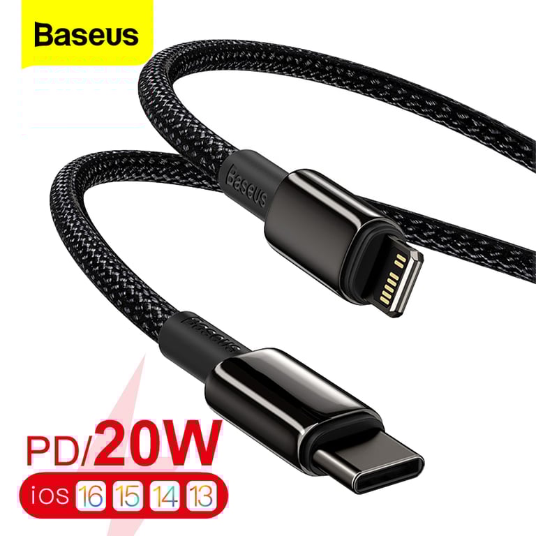 Baseus 20W PD USB Cable for iPhone 14/13/12 Pro Max - Fast Charging & Data Transfer, Durable Type C Cord for iPad, Sleek Design, High-Quality Materials for Longevity - Compatible with Apple Devices, Efficient Power Up Solution