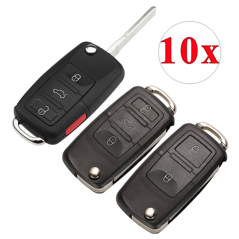 10pcs Key Shell Case for VW Passat Polo Golf Touran Bora Ibiza Leon Octavia Fabia Models - Durable Material, Easy Installation, Stylish Design - Compatible with 2/3/4 Button Remote Keys - Pack of 10 for Protection and Customization