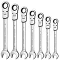 High-Quality Metric Ratchet Wrench Spanner with Flexible Pivoting Head for Auto and Home Repair Tasks - Durable Construction, Comfortable Grip, Versatile Tool for Garage and Workshop Environments