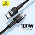 Baseus USB Type C to USB C Cable 100W/5A PD Fast Charging | Durable | Wide Compatibility with iPhones, Macbooks, Xiaomis, Samsung | Safe & Reliable | Ergonomic Design for Hassle-Free Charging