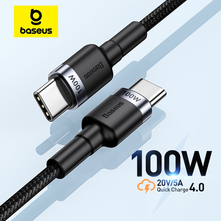Baseus USB Type C to USB C Cable 100W/5A PD Fast Charging | Durable | Wide Compatibility with iPhones, Macbooks, Xiaomis, Samsung | Safe & Reliable | Ergonomic Design for Hassle-Free Charging