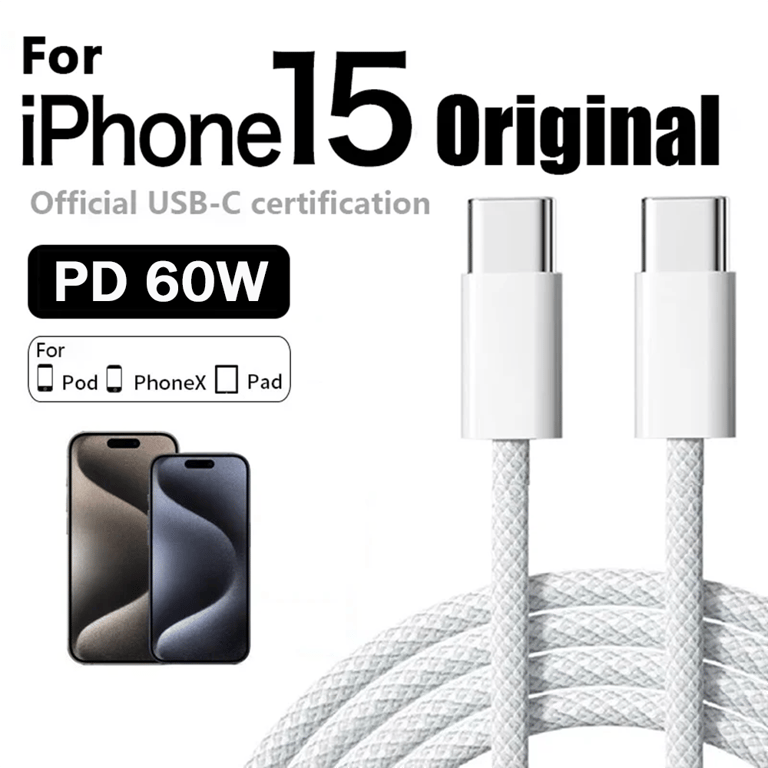 Original PD 60W Fast Charger with 6A USB C to Type C Cable - High-Speed Charging for Apple iPhone 16 17 Pro MAX, Samsung S24, Xiaomi - Smart Charging Technology - Durable and Reliable - Compact and Portable - Universal Compatibility