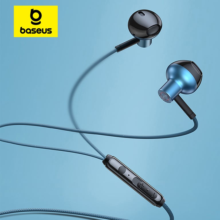 Baseus H19 Wired Earphones with 6D Stereo Bass Sound, Built-In Microphone, and Convenient Controls - High-Quality Audio, Ergonomic Design, Durable Construction - Compatible with Xiaomi, Samsung, iPhone 6 - Ideal for Music, Movies, Calls, and Hands-Free Use