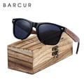 BARCUR Black Walnut Wood Sunglasses with Polarized Lenses, Square Frame Design, and Comfortable Fit - Luxury Eyewear for Men with UV Protection, Original Box Included for Safe Storage
