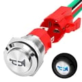 DaierTek 16mm Stainless Steel Horn Button with Blue LED Indicator for Automotive, Marine, Industrial - Heavy-Duty 12V 20A Momentary Push Button Switch for Car Horns, Speakers - Easy Installation, Reliable Performance, Durable Construction