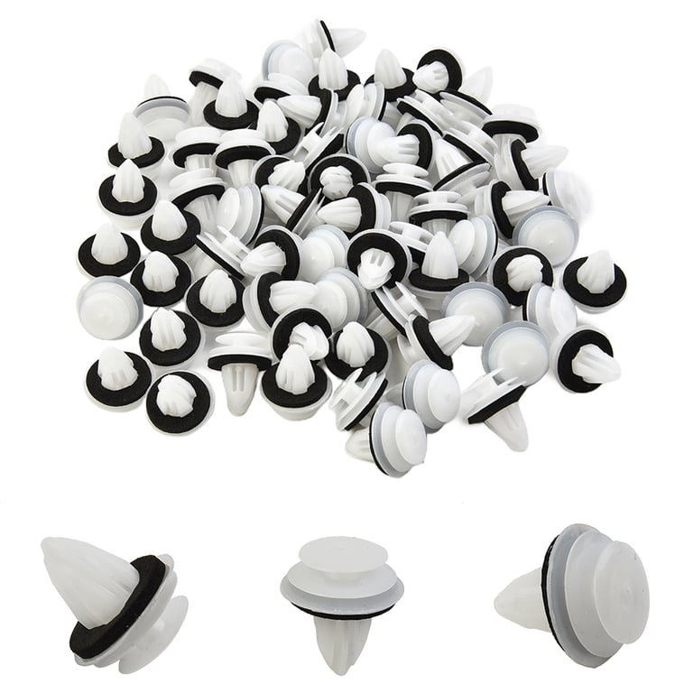 Premium Quality 100pcs Door Panel Clip Set for Universal Fit and Secure Retention - Durable Plastic Seal Ring Fastener Rivets for Car Interior Components - Easy Installation and Multi-Purpose Use for Bumpers, Trims, and More - Convenient Packaging with Clear Labeling for Quick Identification