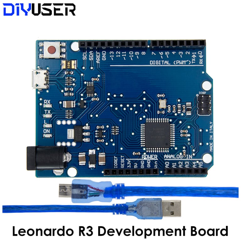 ATMEGA32U4 Microcontroller Leonardo R3 Development Board with 30cm USB Cable for Arduino Projects, Compact Design, Integrated USB Communication - Ideal for Prototyping, Programming, and Debugging with Easy Connectivity and Extensive Ecosystem Compatibility