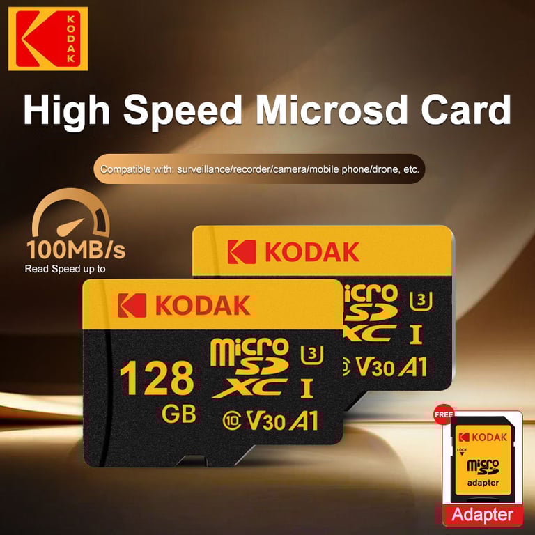 KODAK Micro SD Memory Card 512GB Class 10 Speed Rating U3 V30 A1 Performance - High Capacity Storage for 4K Videos, Photos, Music - Compatible with Phones, Tablets, Car Cameras - Durable, Shockproof, Waterproof, Temperature-proof, X-ray-proof