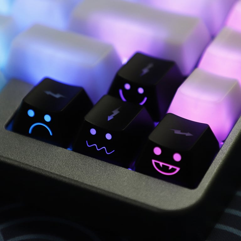 Cute Emo Keycap Set with WASD Arrow Broadside Lighting Key Caps for MX Switches - Durable, Easy to Install, Enhanced Gaming Experience - Compatible with Mechanical Keyboards - Customize Your Keyboard with Personality and Style