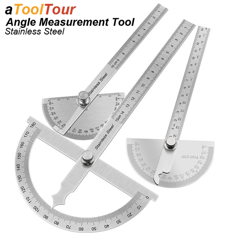Stainless Steel Angle Meter Measure Protractor Ruler Goniometer with Metal Finder - Precision Woodworking Tool for Accurate Angle Measurements up to 180 Degrees - Durable, Easy to Use, Multi-Functional Design for Woodworking, Metalworking, Construction - Reliable and Versatile Tool for Professionals and DIY Enthusiasts