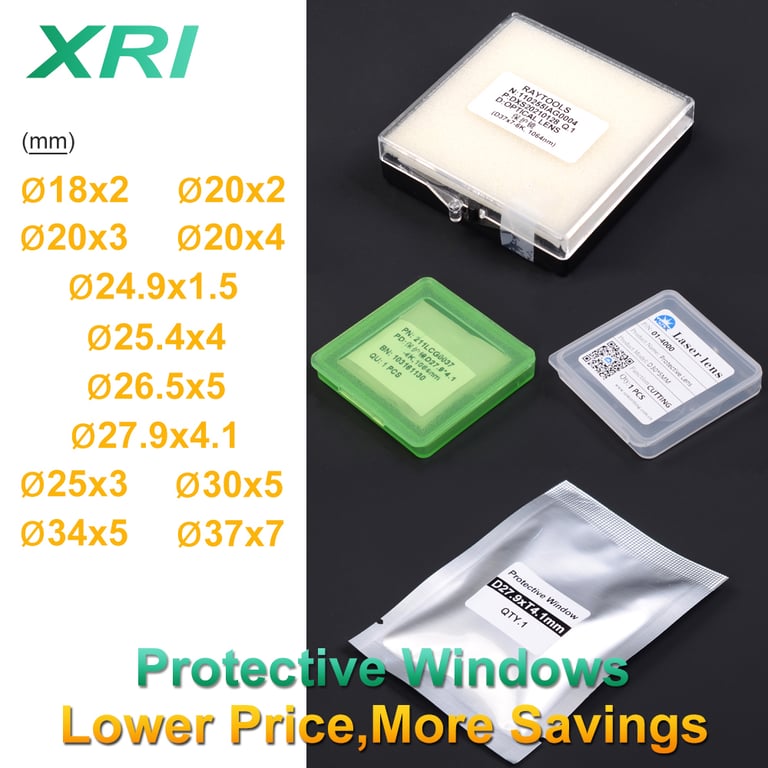 High-Quality Fiber Laser Protection Window Lenses for WSX, Precitec, Raytools, and Bodor Laser Heads - Durable, Precision Engineered, Various Size Options, Enhanced Safety Features, Easy Installation