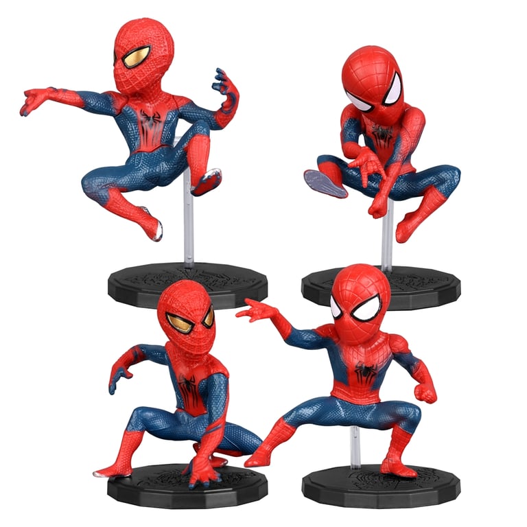 Disney Movie Superhero Spider Action Figures Set of 4 - High-Quality PVC Material, Vibrant Colors, Perfect for Decoration, Collectible Mini Dolls for Disney Fans, Ideal for Playtime and Reenacting Favorite Scenes