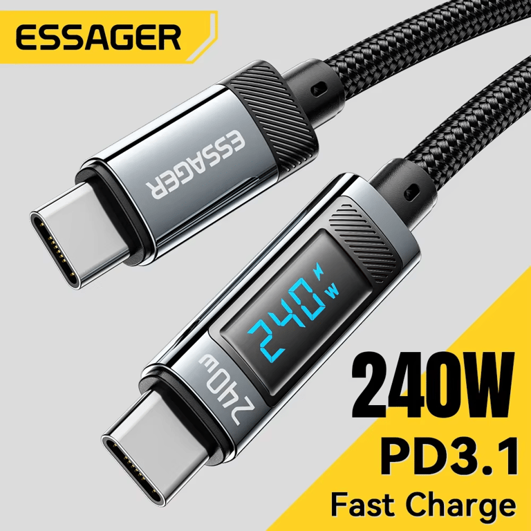 Essager 240W USB Type C to USB C Cable - PD 3.1 Fast Charging, 100W Power Output, 2m Durable Charger Wire for MacBook Pro, Samsung, Xiaomi - Wide Compatibility with Laptops, Smartphones - Efficient Charging, Stable Connection, High-Quality Materials