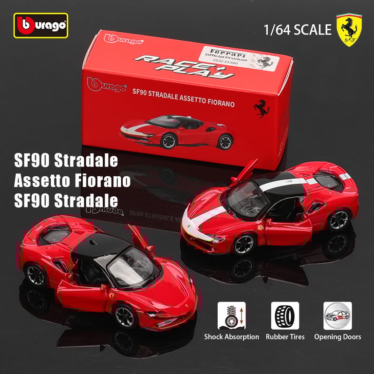 Bburago 1:64 High-Quality Replica Ferrari Car Model Series - SF90, SP1, 458, ENZO, F40, F12TDF - Durable Construction - Perfect Christmas Gift for Boys - Educational & Collectible Set - Authentic Detailing - Ideal for Young Car Enthusiasts