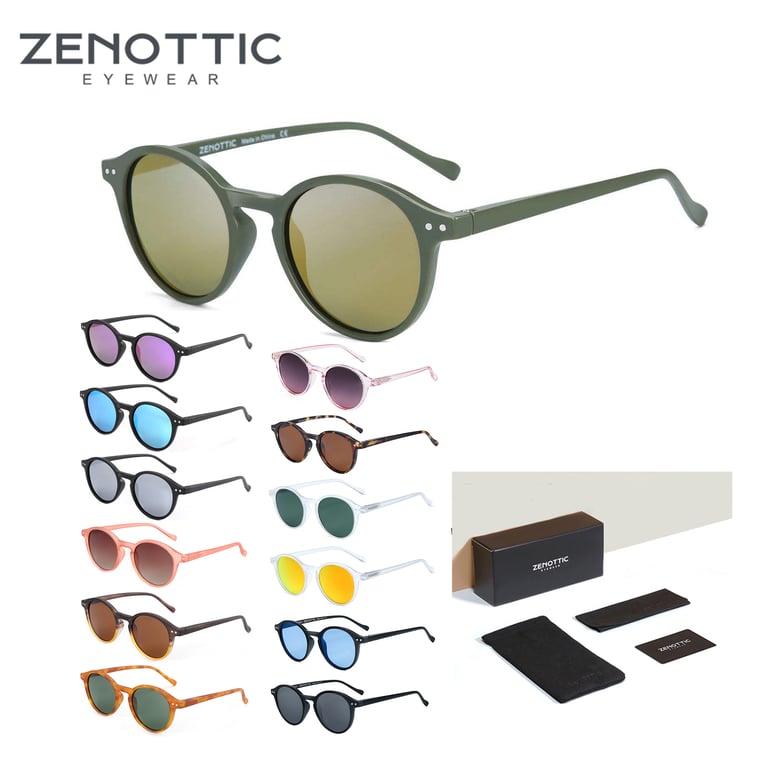 ZENOTTIC Retro Polarized Sunglasses 2023 2024 | Classic Vintage Round Frame for Men and Women | Glare Protection and UV400 Lens | Lightweight Comfort Fit with Adjustable Nose Pads | Durable Construction for Longevity | Versatile and Functional Eyewear for Any Occasion