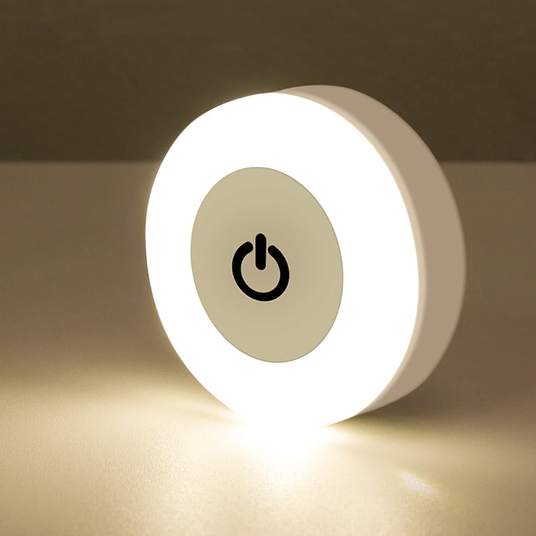 Energy Saving LED Night Light with Touch Sensor Control, USB Rechargeable, Magnetic Wall Mount - Portable and Versatile Round Lamp for Bedrooms, Aisles, and Travel - Bright Illumination, Minimal Power Consumption, Eco-Friendly Design