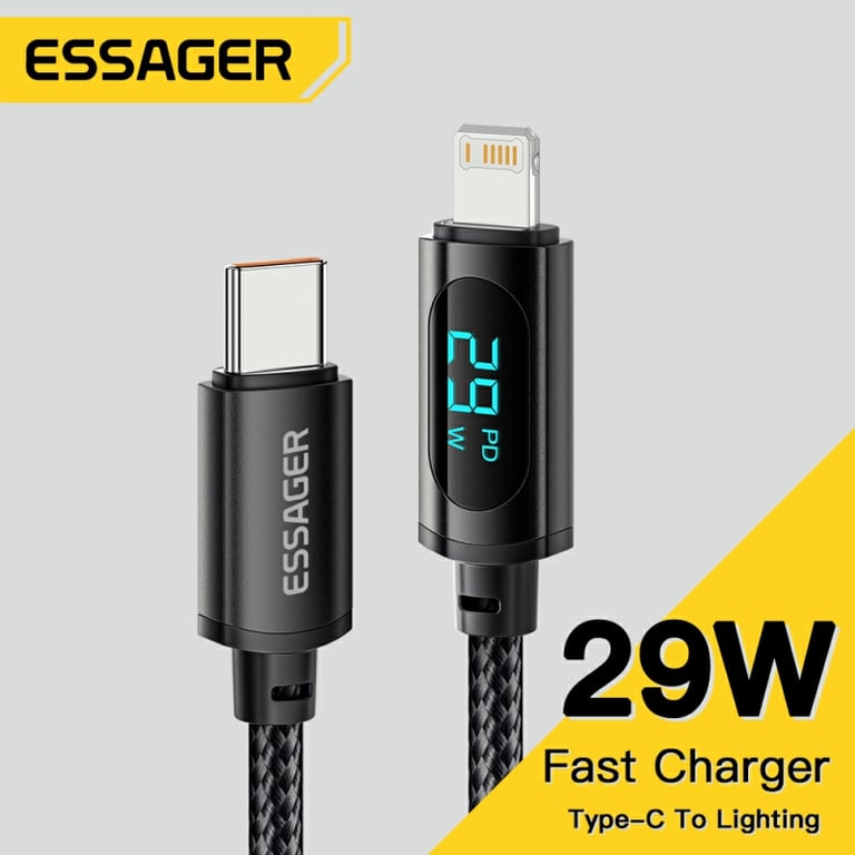 Essager USB Type C Cable for iPhone 14/13/12/11 Pro Max/XS/XR, PD 29W Fast Charging Lightning Wire Cord, Durable Construction, Universal Compatibility with iPads/MacBooks, Flexible and Tangle-Free Charger Cord, Satisfaction Guaranteed
