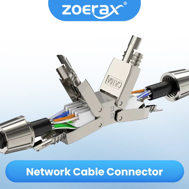 ZoeRax Tool-Free RJ45 Coupler for Cat7, Cat6a, Cat6 Network Cables - Shielded Design, Tool-Less Ethernet Cable Extender, PoE+ Compatible - Metal Construction, Sleek Silver Finish for Easy Identification and Reliable Data Transmission
