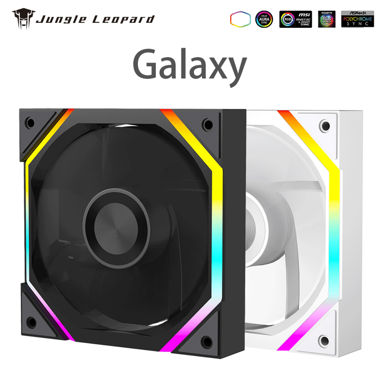 Jungle Leopard Galaxy Prism XH Flowing Running Lights ARGB 120mm PWM PC Case Fan with Cyclic Mirror Light Effect - Vibrant and Customizable ARGB Lighting, Efficient Cooling, Easy Installation - Unique Design Inspired by the Jungle, Stunning Leopard Pattern, Mesmerizing Galaxy Prism Effect