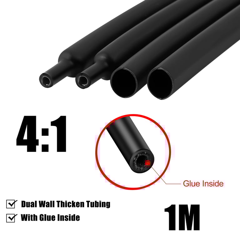 High-Quality 1M 4:1 Heat Shrink Tube With Glue - Dual-Wall Design, Thermoretractile, Various Sizes Available - Easy to Use for Electrical, Automotive, Marine Applications - Durable Insulation and Protection for Wires and Cables